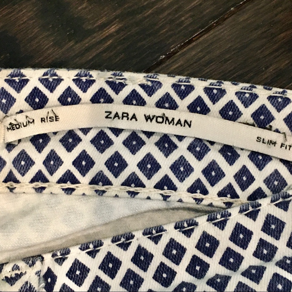 Zara White & Blue Pattern Skinny Jeans - Picture 3 of 14